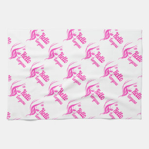 Linge De Cuisine Bonjour Magnifique Jolie Dame Visage Typographie