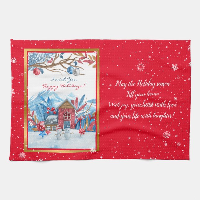 Linge De Cuisine Bonne Personnaliser Snowman (Horizontal)