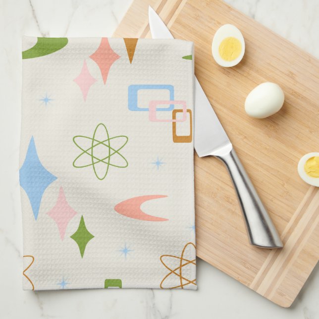 Linge De Cuisine Boomerangs atomiques modernes du milieu du siècle (Quart Plié)