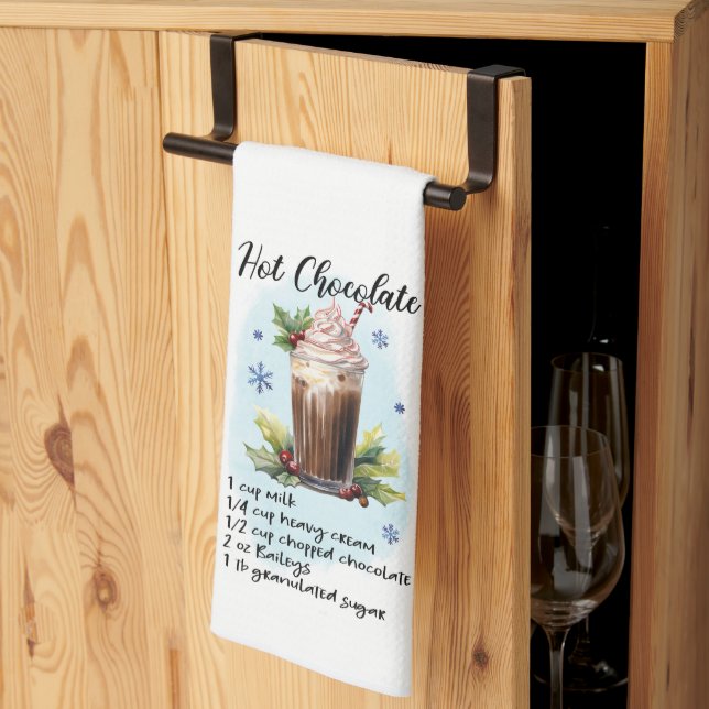Linge De Cuisine Boozy Hot Chocolate Cocktail Recette Noël (Pliage en tiers)