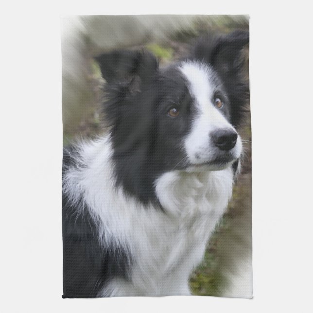 Linge De Cuisine Border collie art (Vertical)