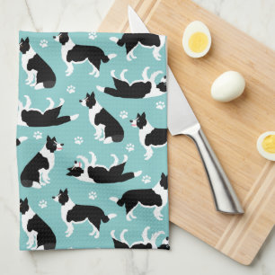 Linge De Cuisine Bordure Collie et Empreinte de patte