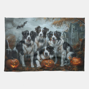 Linge De Cuisine Bordure Collie Halloween nuit Chien ravir