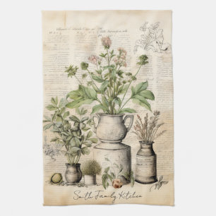 Linge De Cuisine Botanical Chic Nom de famille Cadeau