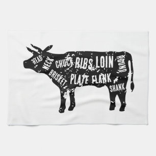 Linge De Cuisine Boucher's boeuf coupes vaches diagramme de la serv
