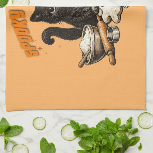 Linge De Cuisine Boulangerie Chat Noir Effrayant Halloween Biscuits
