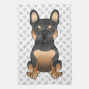 Linge De Cuisine Bouledogue français noir et feu / Frenchie Chien m