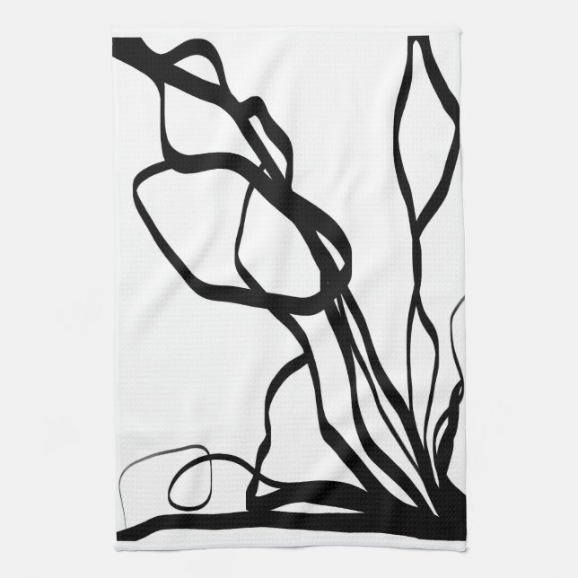 Linge De Cuisine Bouquet Blanc : Abstrait blanc & noir (Vertical)