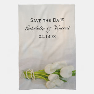 Linge De Cuisine Bouquet blanc Tulip Printemps mariage Enregistrer 