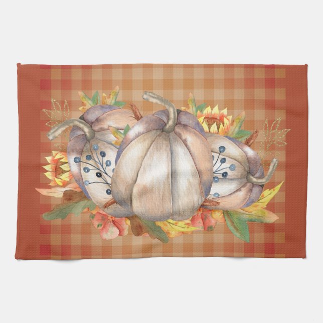Linge De Cuisine Bouquet Citrouille d'automne (Horizontal)