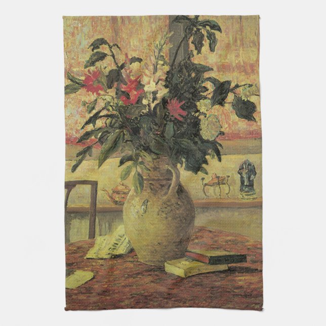 Linge De Cuisine Bouquet de fleurs à la fenêtre par Maxine Maufra (Vertical)