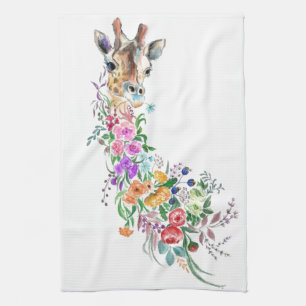 Linge De Cuisine Bouquet de fleurs colorées Giraffe - Dessin Floral