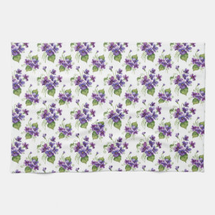 Linge De Cuisine Bouquet de fleurs violettes à l'aquarelle 