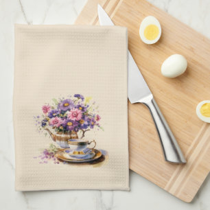 Linge De Cuisine Bouquet de thé de automne violet et rose