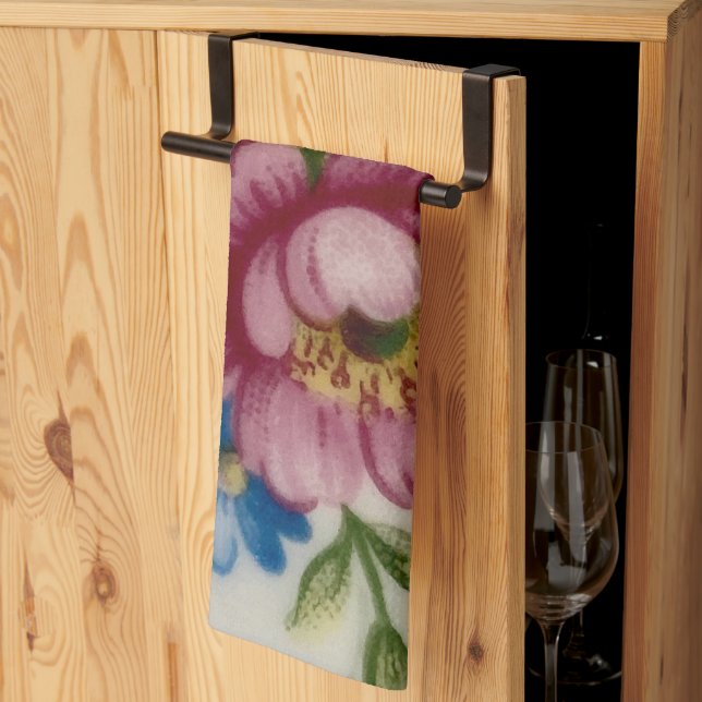 Linge De Cuisine Bouquet floral de la coupe de thé (Pliage en tiers)