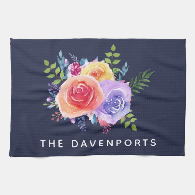 Linge De Cuisine Bouquet Floral Rose (Horizontal)