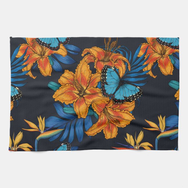 Linge De Cuisine Bouquet tropical (Horizontal)