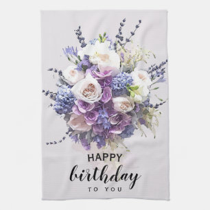 Linge De Cuisine Bouquet vintage Calligraphie d'anniversaire Cust