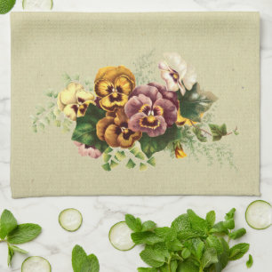 Linge De Cuisine Bouquet vintage de pensées