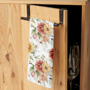 Linge De Cuisine Bouquets de fleurs vintages en rouille et or Flora
