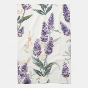 Linge De Cuisine Bouquets de Lavande Aquarelle Botanique Fleur Viol