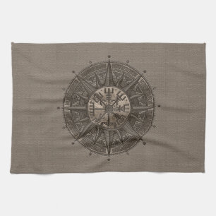 Linge De Cuisine Boussole de Vegvisir - de Viking - cuir et or