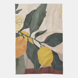 Linge De Cuisine Bouteille de citron avec Artwork de fruits Abstrai