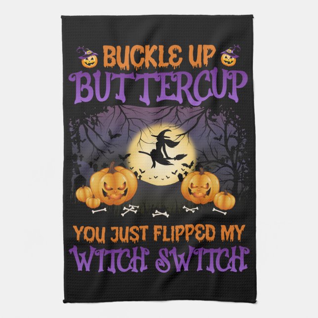 Linge De Cuisine Bouton d'interrupteur de sorcière d'Halloween vers (Vertical)
