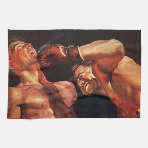 Linge De Cuisine Boxe sportive vintage, boxeurs se frappant combat