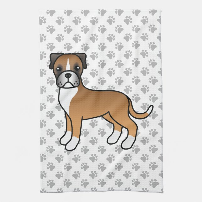 Linge De Cuisine Boxer pâle Cartoon Chien & Pâtes (Vertical)