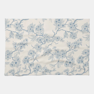 Linge De Cuisine Branches de fleurs de cerisier en bleu et blanc ca