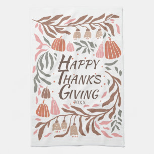 Linge De Cuisine Branches, feuilles et citrouilles tombent Thanksgi