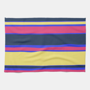 Linge De Cuisine Brayures rose, jaune et bleue