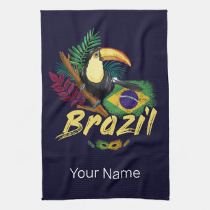 Linge De Cuisine Brésil Vintage Toucan Drapeau Samba Masque Souveni