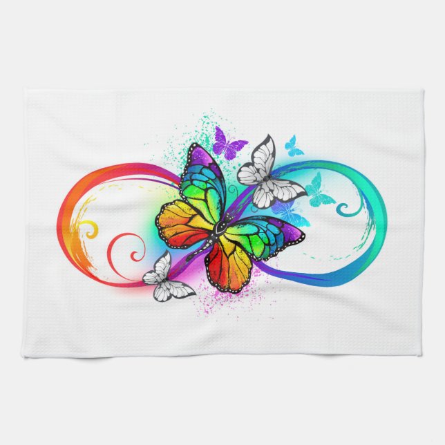 Linge De Cuisine Bright infinity with rainbow butterfly (Horizontal)