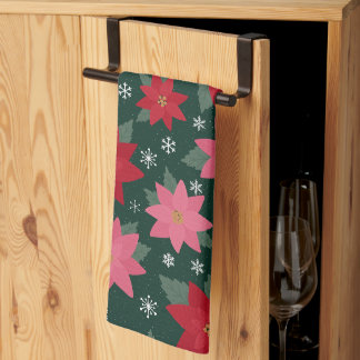 Linge De Cuisine Bright Preppy Christmas Poinsettias Kitchen Towels