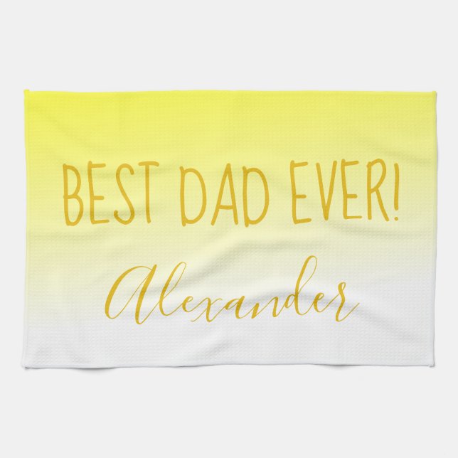 Linge De Cuisine Bright Yellow Ombre meilleur papa jamais (Horizontal)