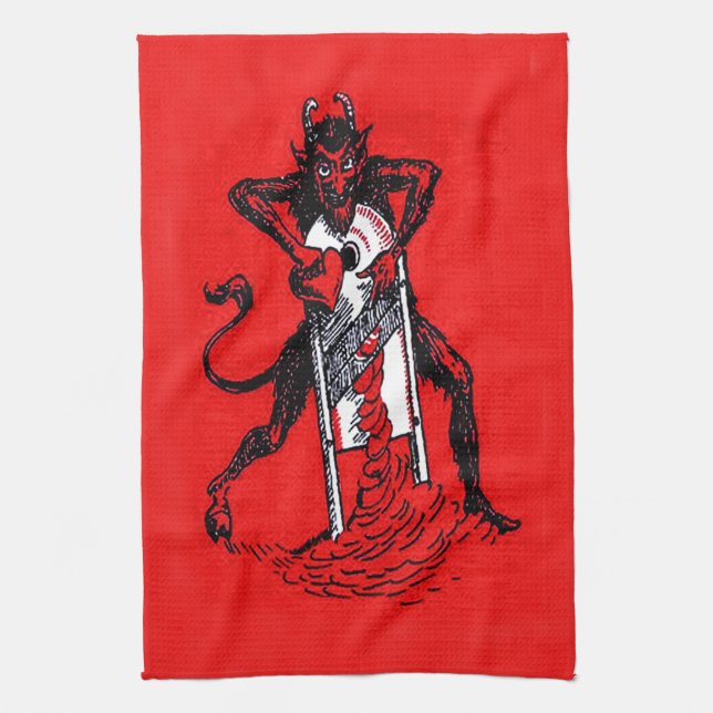 Linge De Cuisine Brise-coeur à trancher Krampus rouge (Vertical)