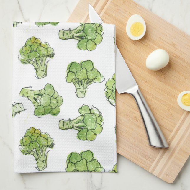 Linge De Cuisine brocoli - dispersé (Quart Plié)