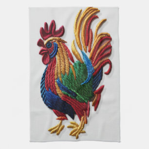 Linge De Cuisine Broderie coq - Broderie animal traditionnel