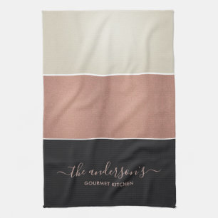 LINGE DE CUISINE BROUILLAGES NOIRS EN CUIVRE ROSE ROSE