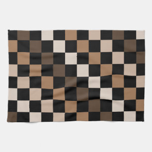 Linge De Cuisine Brown À damiers noir En vichy Motif