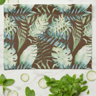 Linge De Cuisine Brown Feuilles verts tropicaux