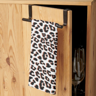 Linge De Cuisine Brown noir et Empreinte de léopard blanc