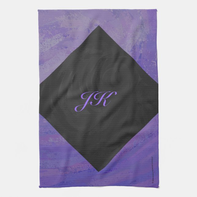 Linge De Cuisine Broyeur de bleuets et monogramme noir (Vertical)