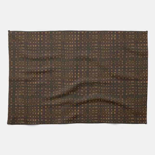 Linge De Cuisine Brûlure rustique foncée avec éclat doré (Horizontal)