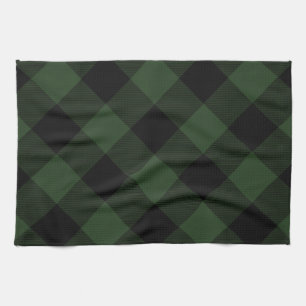 Linge De Cuisine Buffalo check Celtic Green and Black Squares Plaid
