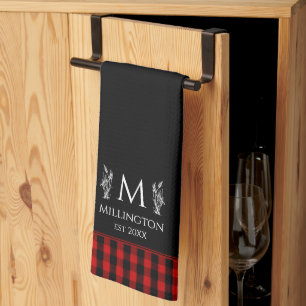 Linge De Cuisine Buffalo Check Red & Black Plaid Nom personnalisé