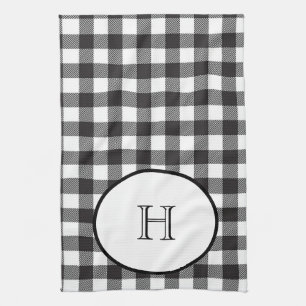 Linge De Cuisine Buffle noir blanc monogramme plaqué