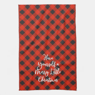 Linge De Cuisine Buffle noir rouge Plaid Joyeux Petit Noël